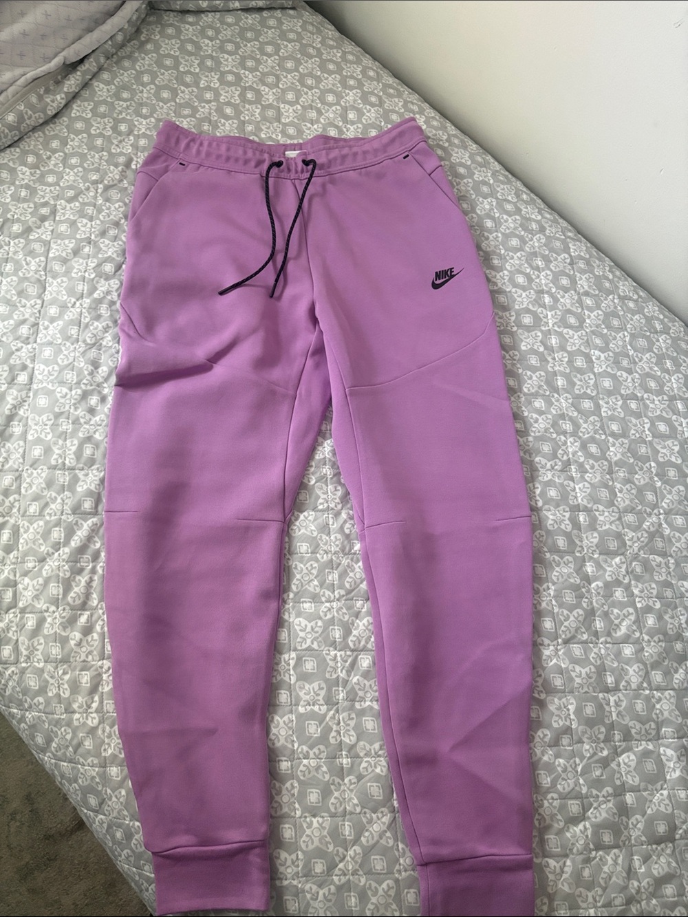Nike Unisex Purple Fleece Joggers with Black Drawstring
